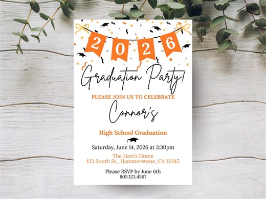 Graduation Invitation 2026, Graduation Announcement, Grad Party Invite, Graduation Decoration, Jr High Senior Grad, Printable Template - Etsy