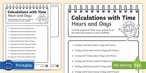 Calculations with Time – Hours and Days Activity Sheet