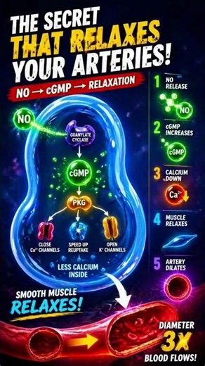 How Your Body Relaxes Arteries Instantly 🧠 (cGMP Mechanism) #shorts