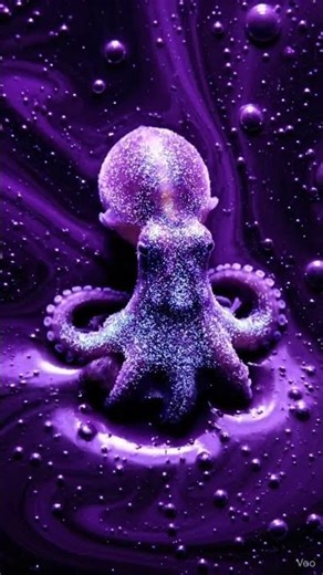 Tiny Bioluminescent Octopus Slime! ✨🐙 Deep Sea Ink Art #OceanSlime