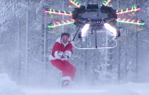 Filmmaker Casey Neistat uses massive drone to fly while snowboarding