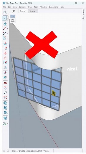 SketchUp tips ✨ Modern curved glass window modeled in SketchUp – blending style and precision. #art