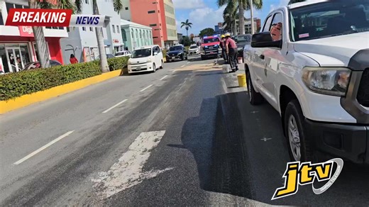 TRAFFIC ALERT: Fire and Rescue Department Addressing Oil Spill In The Heart of Road Town Tortola | JTV Channel 55
