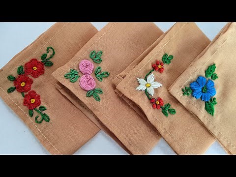VERY EASY HANDKERCHIEF EMBROIDERY DESIGNS FOR BEGINNERS, RUMAL DESIGNS
