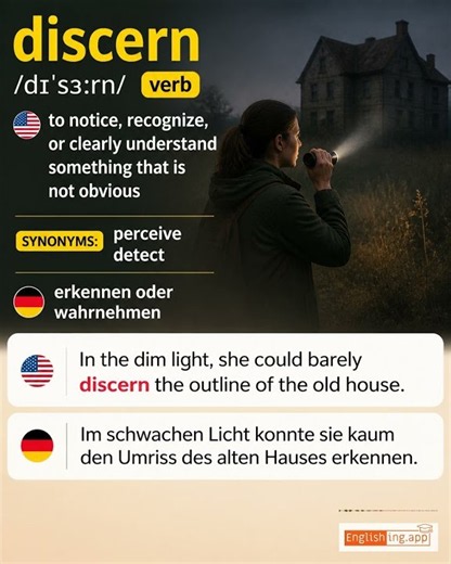 Discern: English vocabulary meaning and example