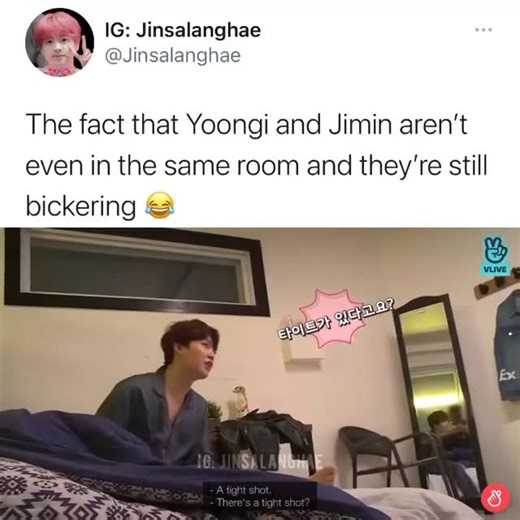 지민이👼 on Instagram: "Yoonmin are literally the definition of “can’t live with each other, can’t live without each other” 😭 like bro they’ll start bickering over AIR. They act like an old married couple who’ve been stuck together since the dinosaur era. Yoongi be giving those silent death glares while Jimin’s there giggling and poking him just to piss him off more 😭 real menace energy. giggling and poking him just to piss him off more 😭 real menace energy."
