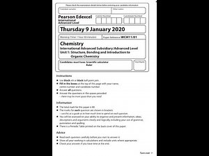 Edexcel IAL Chemistry Unit 1 Jan 2020 - Full Explanations & Revision Guide