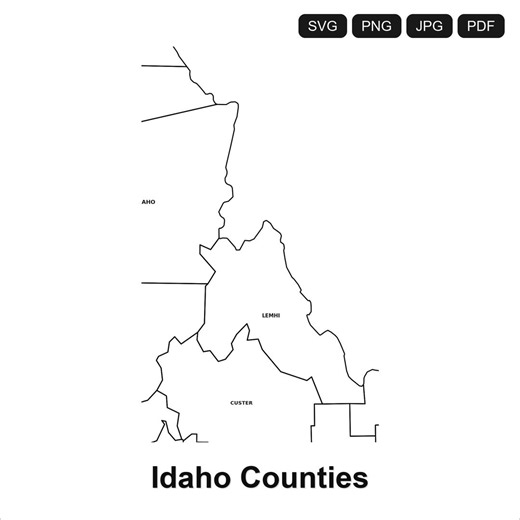 Idaho Counties Map SVG PNG PDF | Cricut Silhouette Cut File | County Boundaries Digital Download - Etsy