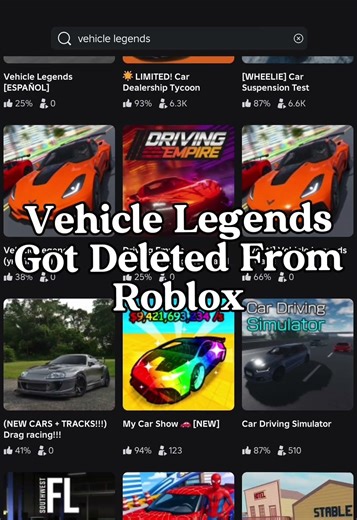 RIP Vehicle Legends 😔😔 Roblox