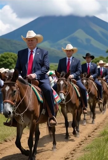 21K views · 203 reactions | Giddy up! Trump and the political posse take a wild mule ride through the Colombian Countryside! Leave a 鸞 in the comments if you love Trump Leave a ☹️ in the comments if you hate Trump Leave a  if you aren’t playing the political team game #RidiculousAI #Muleride #Trump | Mark Patterson | Facebook