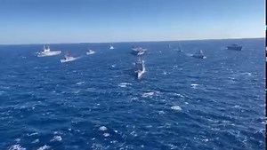 Everyone is stronger with friends. ⚓ 💪 NATO ships sail in formation in support of Neptune Strike 2022, Feb. 2, 2022. #NeptuneStrike22 highlights the natural evolution of #NATO's ability to integrate the high-end maritime warfare capabilities of a carrier strike group to support the defense of the Alliance. #NavyPartnerships #AForcetoBeReckonedWith | U.S. Navy