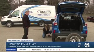 Our Ali Hoxie has been out on pothole patrol all week. Knowing potholes can cause flat tires and wanting to learn, she got to work, rolled up her sleeves and learned how to change a flat with the help of Serra Ford. | WXYZ-TV Channel 7
