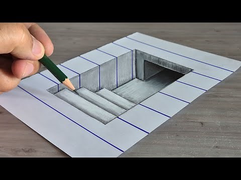 3d drawing easy tunnel on paper step by step