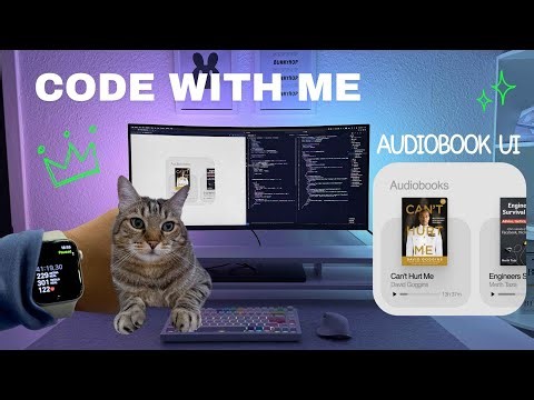 code with me | building an Audiobook UI | cats, gym + cozy vibes