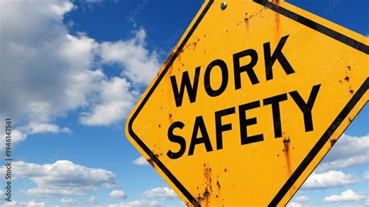 Work Safety Warning Sign Board.
