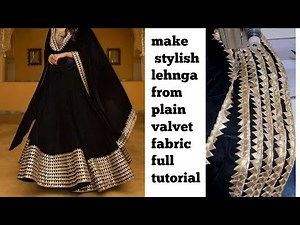 Making heavy stylish lehnga from plain velvet ‪@creativesew‬ #lehnga