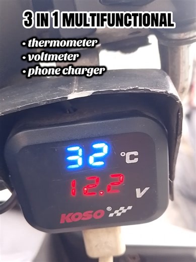 3-in-1 Motorcycle Voltmeter and Thermometer