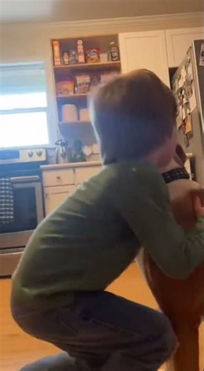 Kid Uses Dog As Step Stool For Snacks