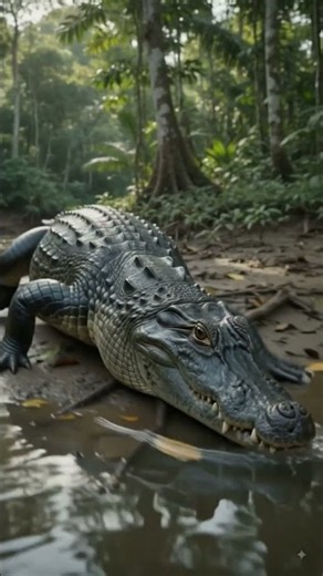 Black Caiman – The Amazon's Silent River Predator 🐊 #amazon #animalfacts #animals