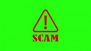 scam sign green screen 4k animation red color scam icon animation