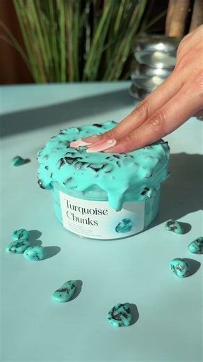 Turquoise Chunks Slime Testing with White Glue Slushee Recipe | ASMR