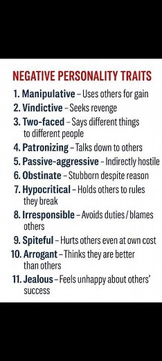 Negative Personality traits