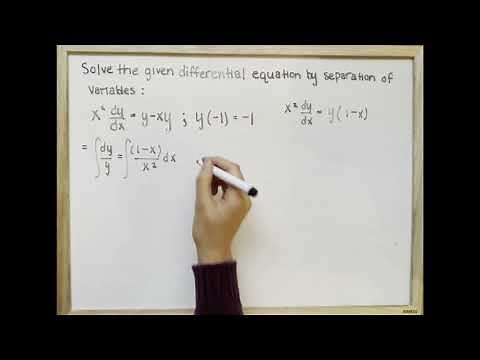 Solve the given differential equation by separation of variables: x^2dy/dx = y-xy ; y(-1) = -1