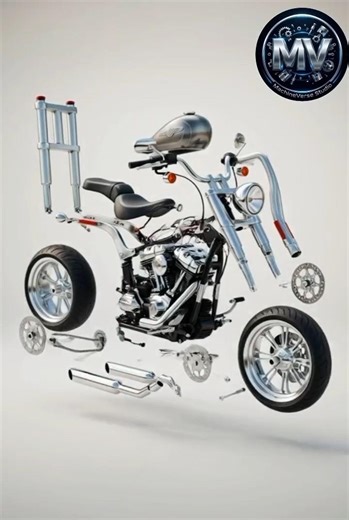 Exploded View Custom Chopper Motorcycle | MachineVerse Studio | 4K Mechanical Breakdown