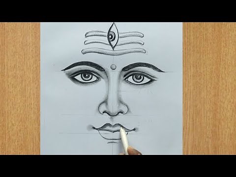 how to draw lord shiva face pencil for foginners step by step,shivthskur easy face drawing,