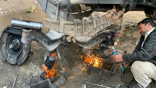 Repairing a Broken Front Axle Due to Heavy Load Damage