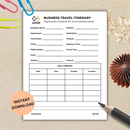 Business Itinerary Template | Work Trip Planner | Corporate Travel Schedule - Etsy
