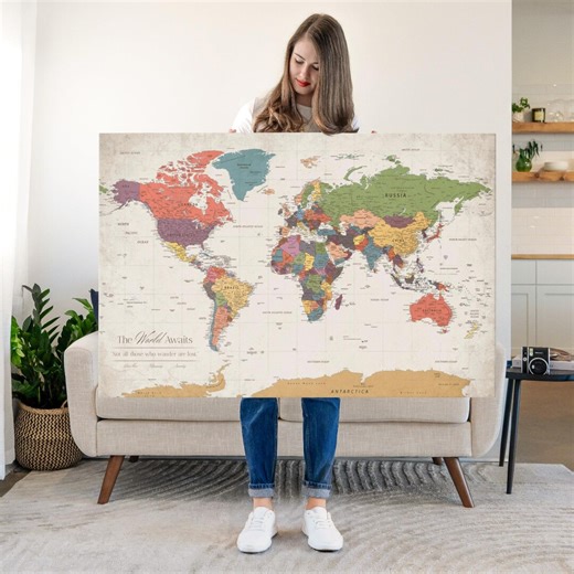 Personalized World Awaits Push Pin World Map - Etsy