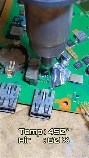 Removing the 5v USB voltage regulator part #5v #usb #voltageregulator #regulator #soldering #welding