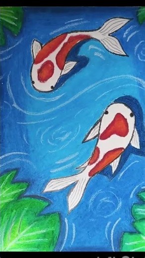 Beautiful Koi Fish Drawing with Oil Pastels 🎨🐟