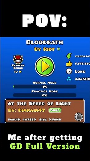 POV: Me after Getting Geometry Dash Full Version... #geometrydash