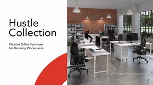 Bush Business Furniture 2 Person Computer Desk with Low Storage Cabinets, Power Grommets, and Privacy Screen, Hustle Collection, Platinum Gray