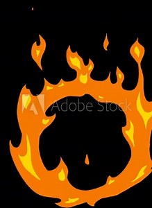 Circle Fire Flames Reaction. 4K Vertical 9:16 Cartoon Animation Video Motion Graphics With Black Background