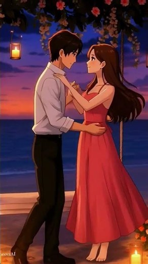 Romantic Sunset Beach Ambience | Anime Love Scene for Relaxing, Studying & Sleep.