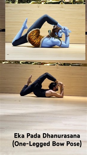 Eka Pada Dhanurasana🧘‍♂️(One-Legged Bow Pose) Classic yoga #yoga #mahadev #viral #viralreels