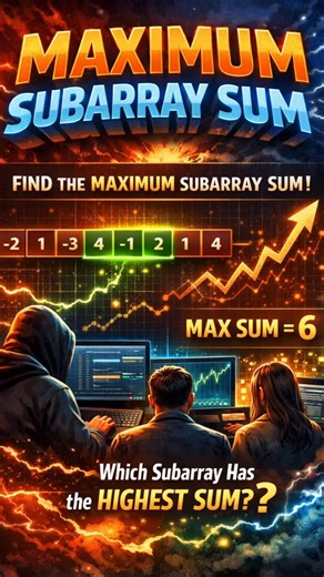 Codesmashers on Instagram: "Maximum Subarray Sum | Most asked DSA interview problem | Kadane’s Algorithm. . . . . #CodingInterview #DSAInterview #LeetCode #ProblemSolving #CompetitiveProgramming"