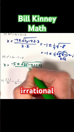 🤯 IRRATIONAL Solutions of QUADRATIC Equation Found with Quadratic Formula