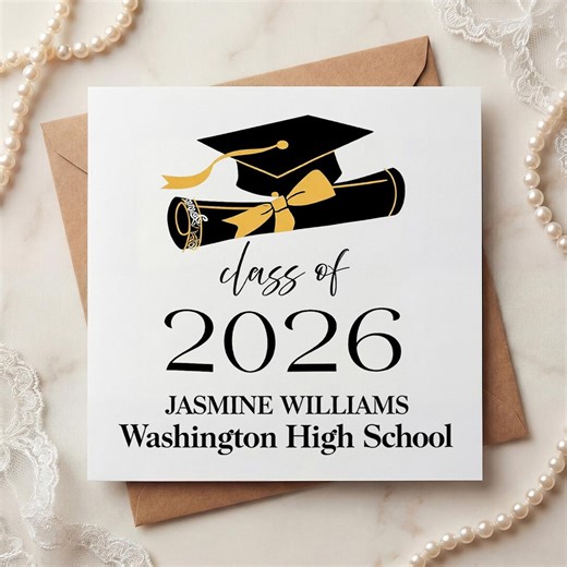 Personalized Graduation Card, Class of 2026 Card, Custom Name Congrats Grad Card, High School Graduation Card, Senior Graduate Card