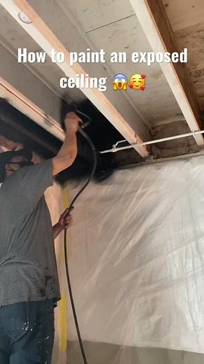 How to paint an exposed ceiling black 😱🥰