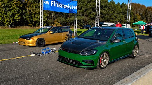 Unexpected drag battle Honda Civic against Golf R