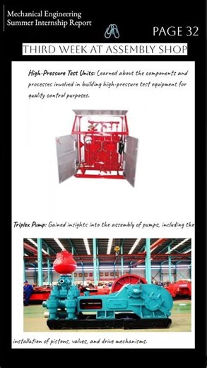 Triplex Pump × Mechanical Engineering Summer Internship Report |Manufacturing Industry 32 🪩 #report