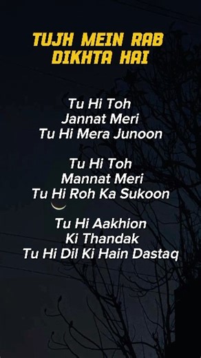 Tujh Mein Rab Dikhta Hai || Song lyrics #song #lyrics #songlyrics #tujhmeinrabdikhtahai