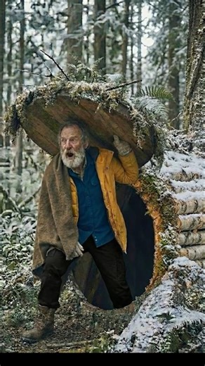 CAN YOU IMAGINE LIVING A WHOLE WINTER INSIDE A SECRET TREE HOUSE ❄️🌲#shorts #survival #nature #life