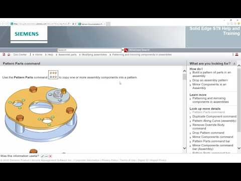 "Duplicate component" and "pattern parts" operations in Solid Edge ST9