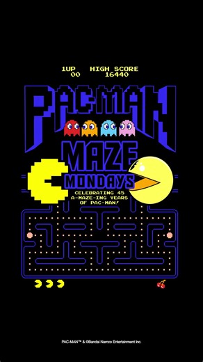Welcome to Maze Mondays! Celebrate 45 years of PAC-MAN by starting at the beginning with the original. Which game was your first time in a GHOST-filled maze? 🟡 #PACMAN45 #MazeMondays #PACMAN #Gaming #Arcade #Retrogaming