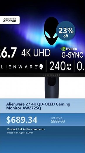 Alienware 27 4K QD-OLED Gaming Monitor AW2725Q